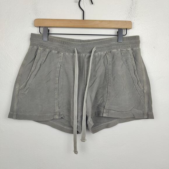 James Perse Sweat Shorts Womens Medium 2 Gray‎ Cotton Drawstring Lounge FLAWS - Picture 1 of 8